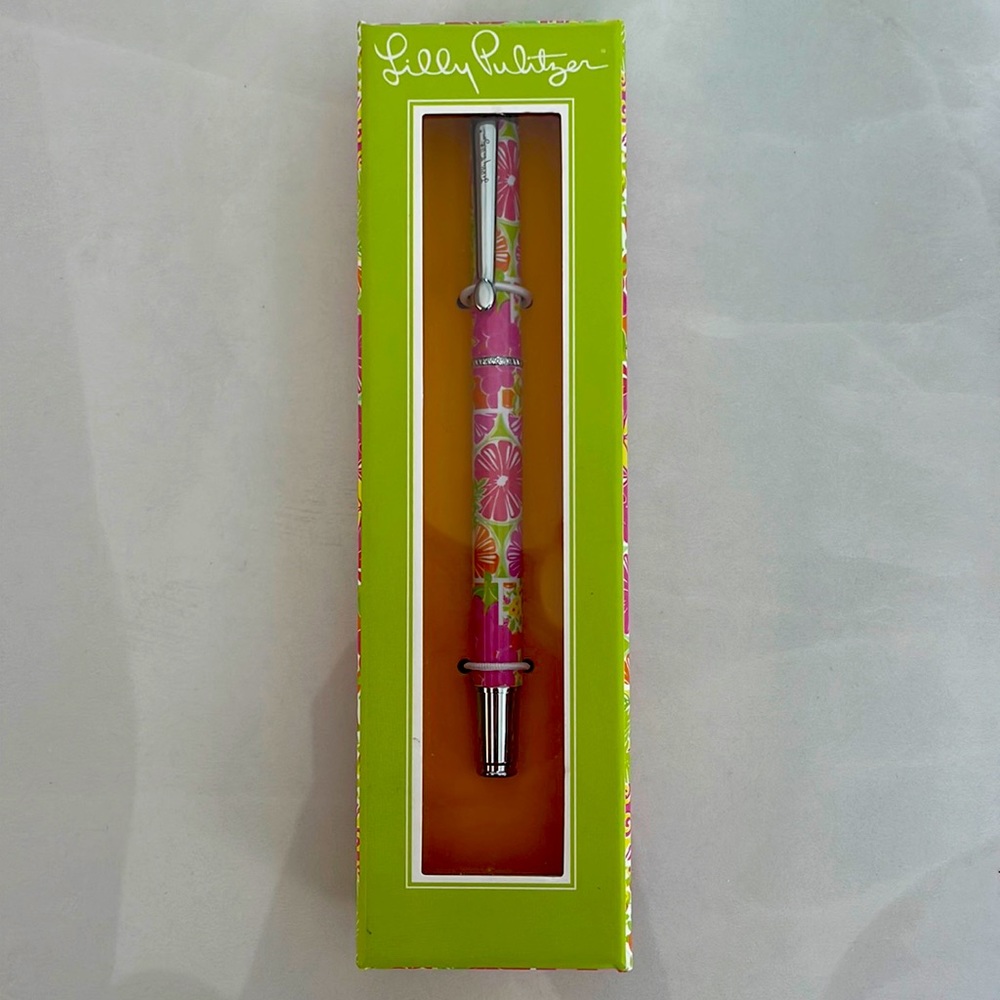 New Lilly Pulitzer Ball Point Pen Featured in Via Mizner Patch Black Ink